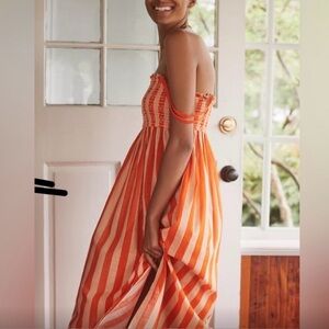 Anthropologie | Striped Midi Dress with Pockets